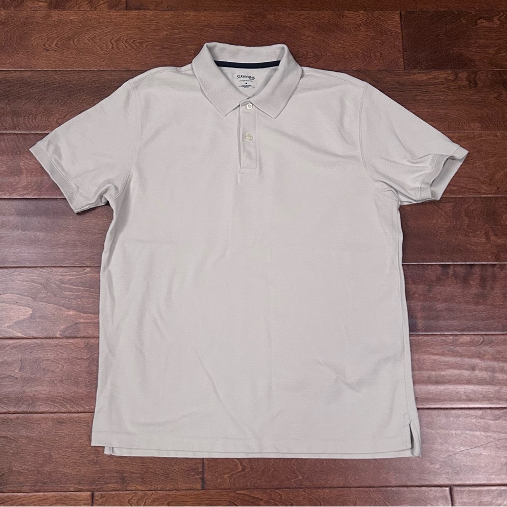 St. John's Bay Heritage Pique Polo Short Sleeve Shirt Beige Color Men’s Size MED